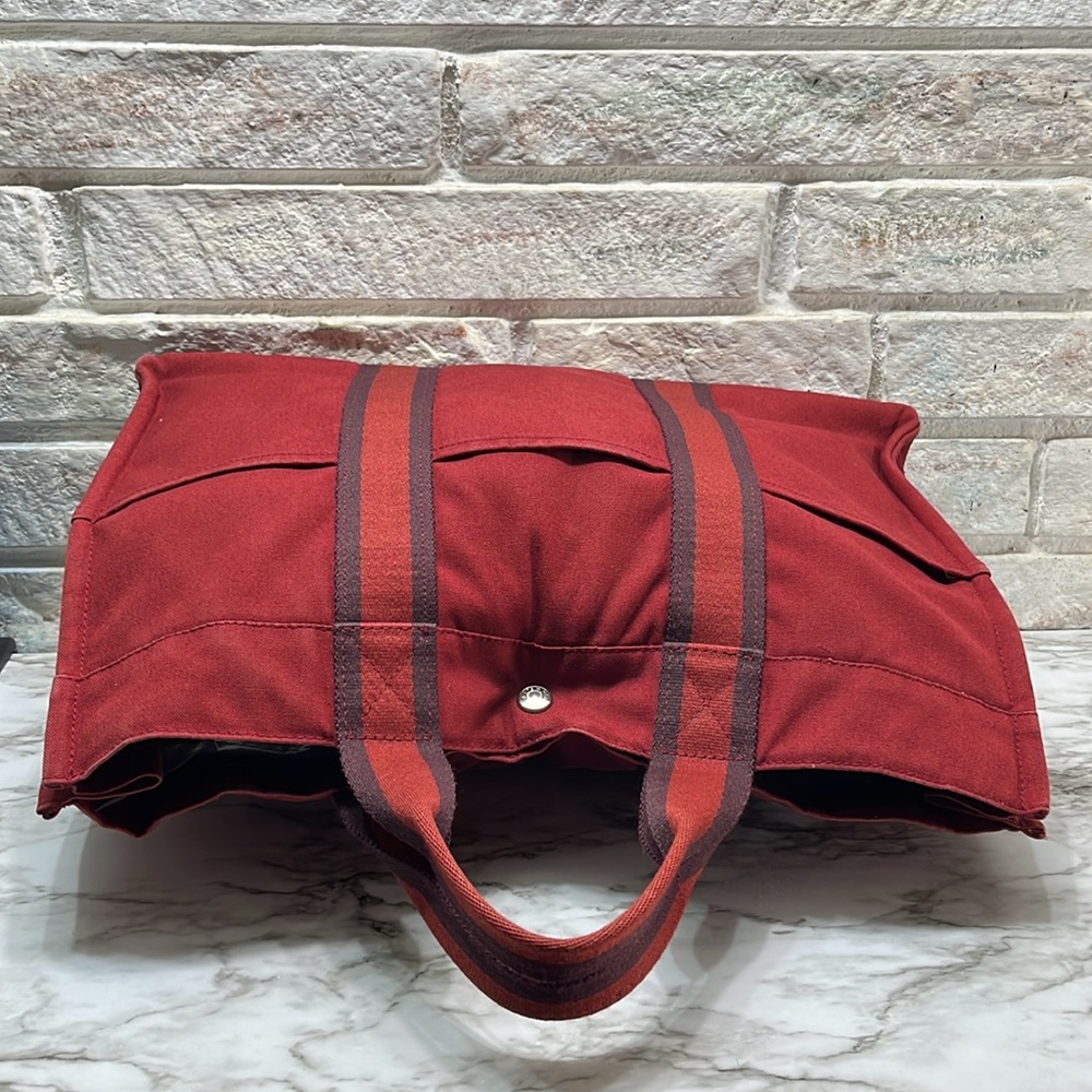 Hermès Fourre Tout MM Red Canvas Tote Bag - Picture 6 of 16